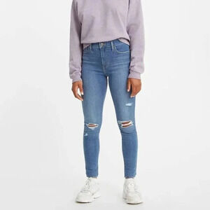 Levi's 720 Distressed  High Rise Super Skinny Medium Wash Jeans